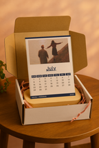 2025 monthly card calendar with wooden stand

