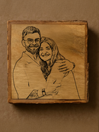 Custom square wood coaster with couple image

