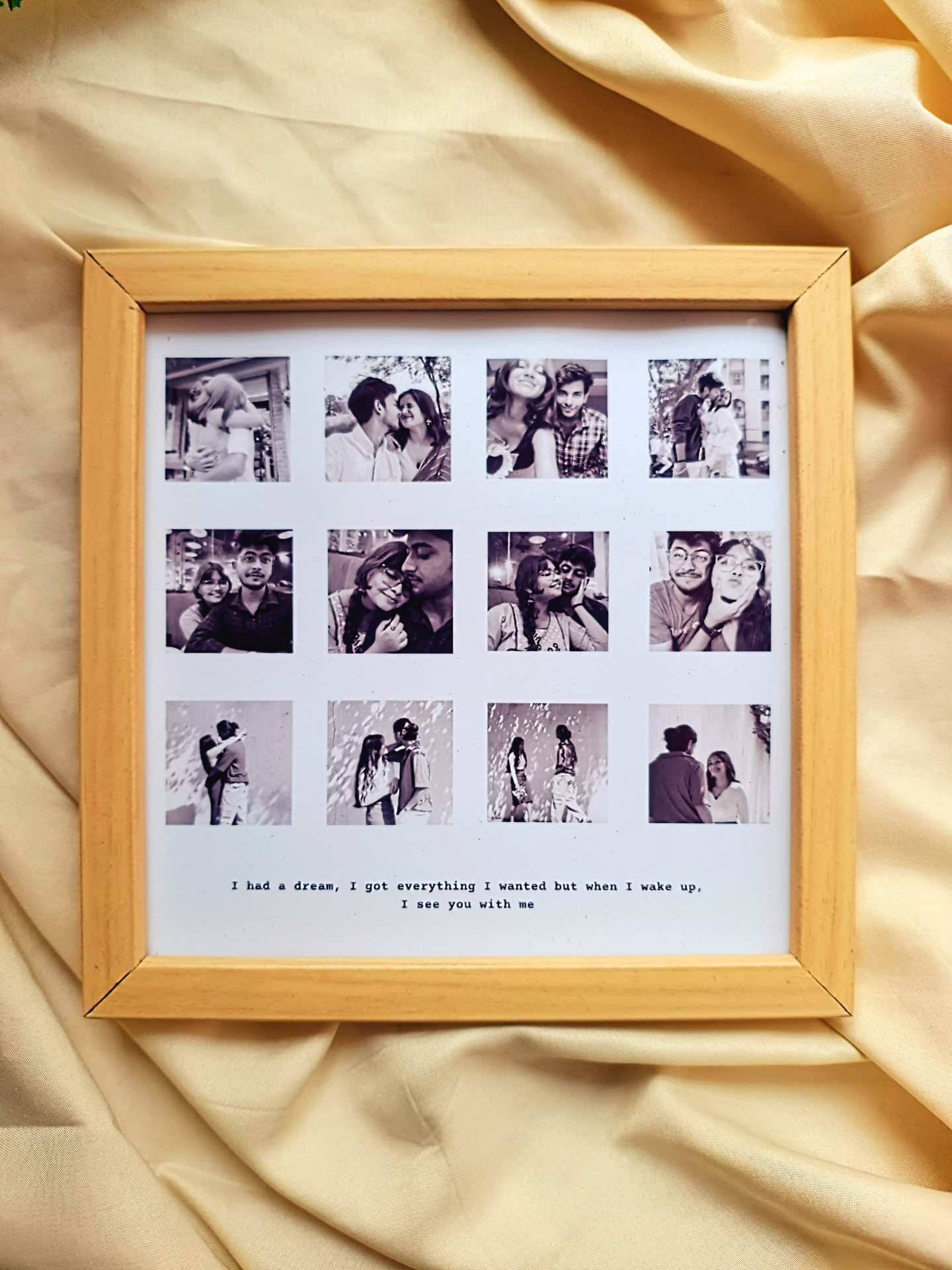 Elegant square gift frame with 12 photos – minimalist anniversary gift for couples