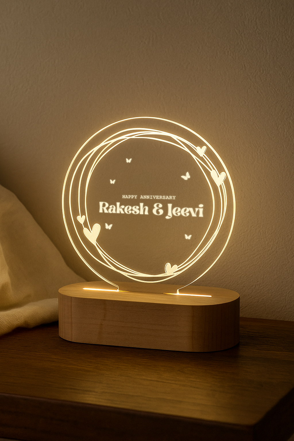 personalized couple name lamp with anniversary date

