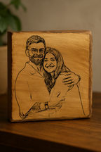 Personalized wooden coaster with engraved photo

