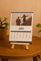 Tabletop calendar with card holder base

