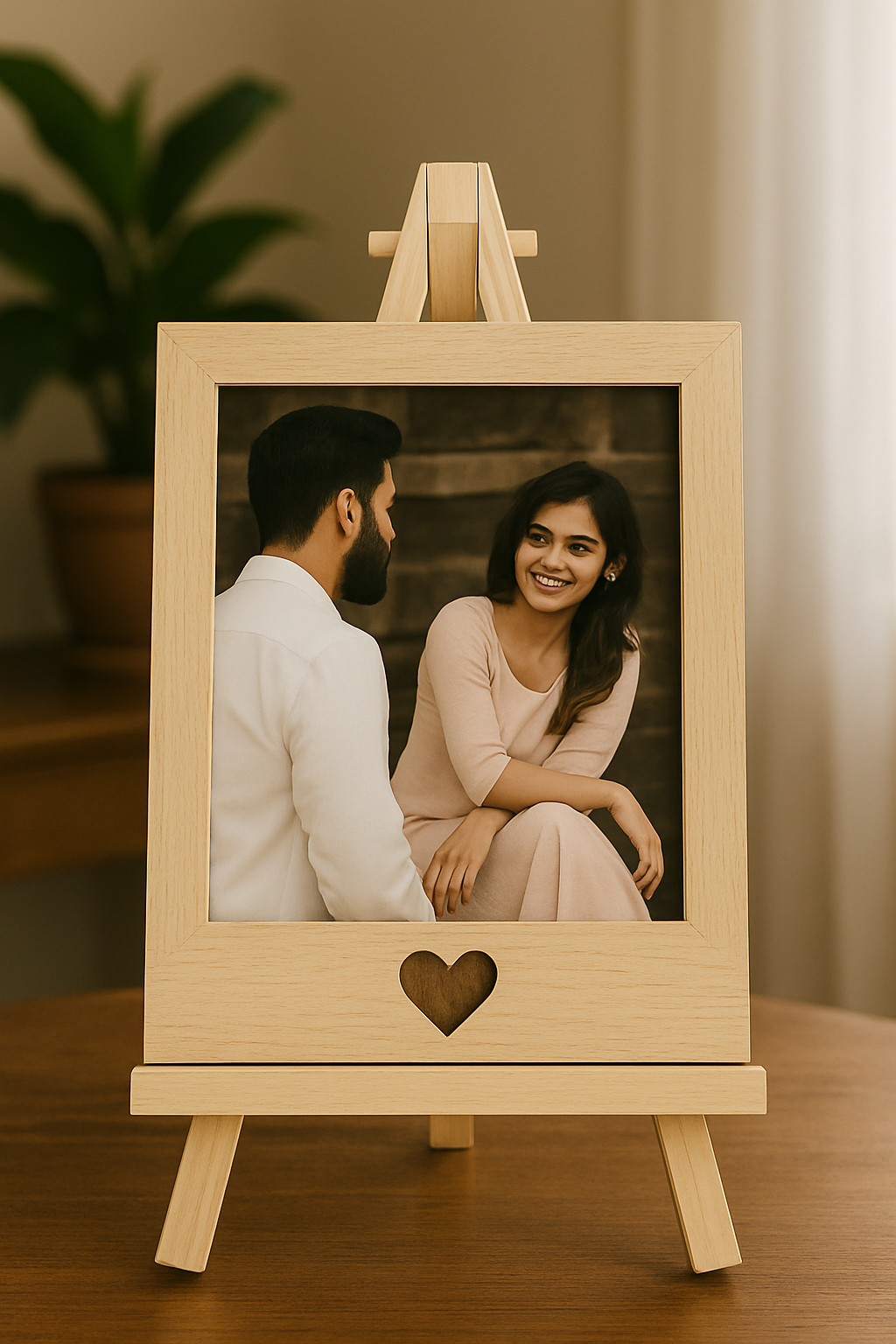 personalized wooden polaroid frame with easel stand

