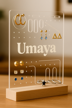 Wooden jewelry stand for rings, chains & earrings

