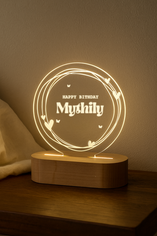 Glowing Circle Lamp with Custom Name|Birthday gift