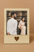 Custom photo polaroid on wooden base

