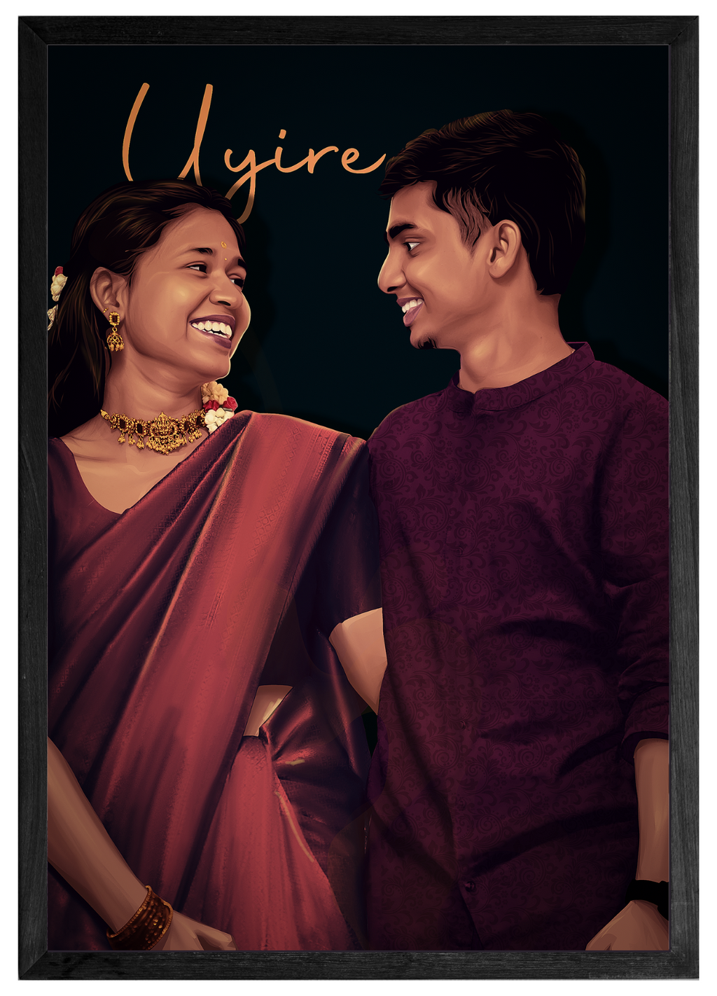 Personalized couple portrait gift with aesthetic wall art – unique anniversary idea
