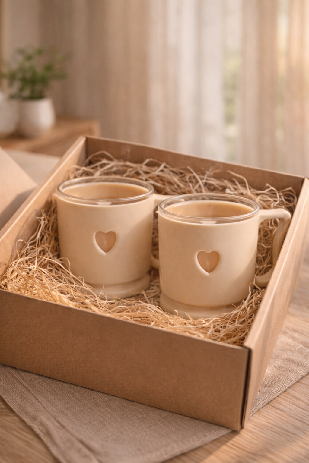Elegant Mini Heart Mug Set for Couples