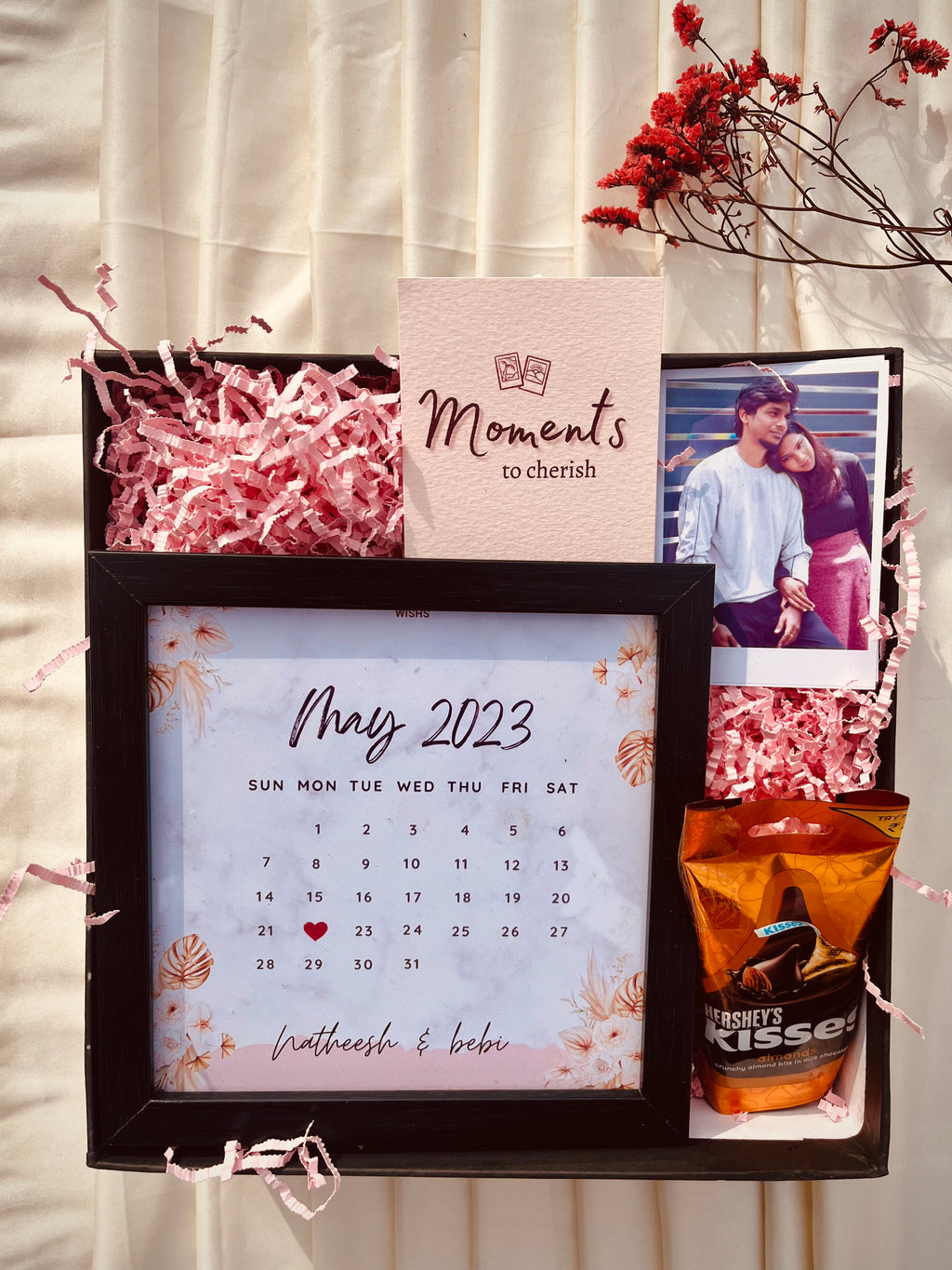 Custom couple photo frame with four printed memories