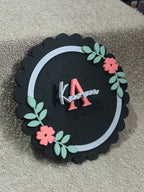 Personalized Round Floral Name Board with Initial