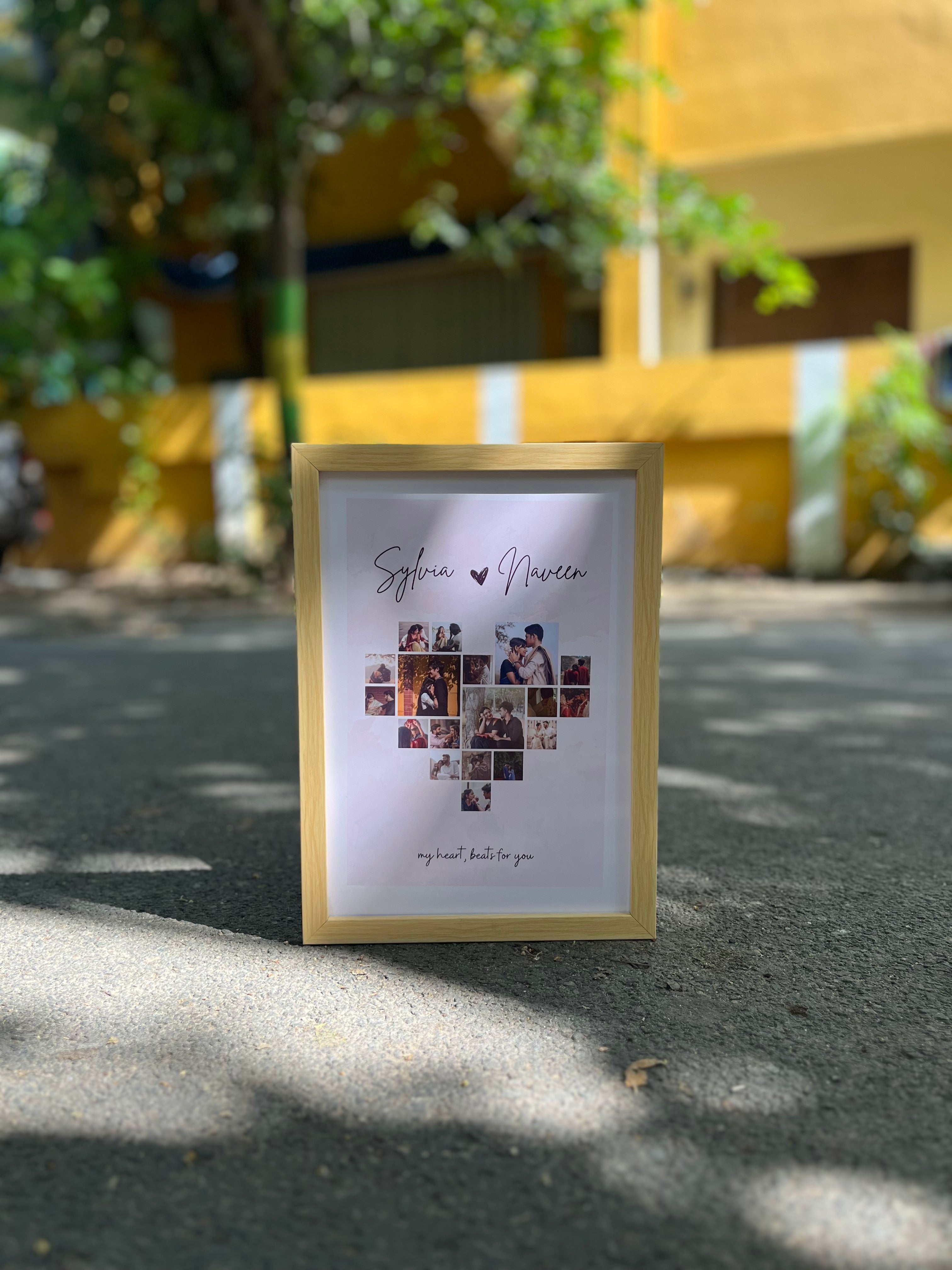 Close-up of vibrant custom collage with sharp details – unique couple keepsake