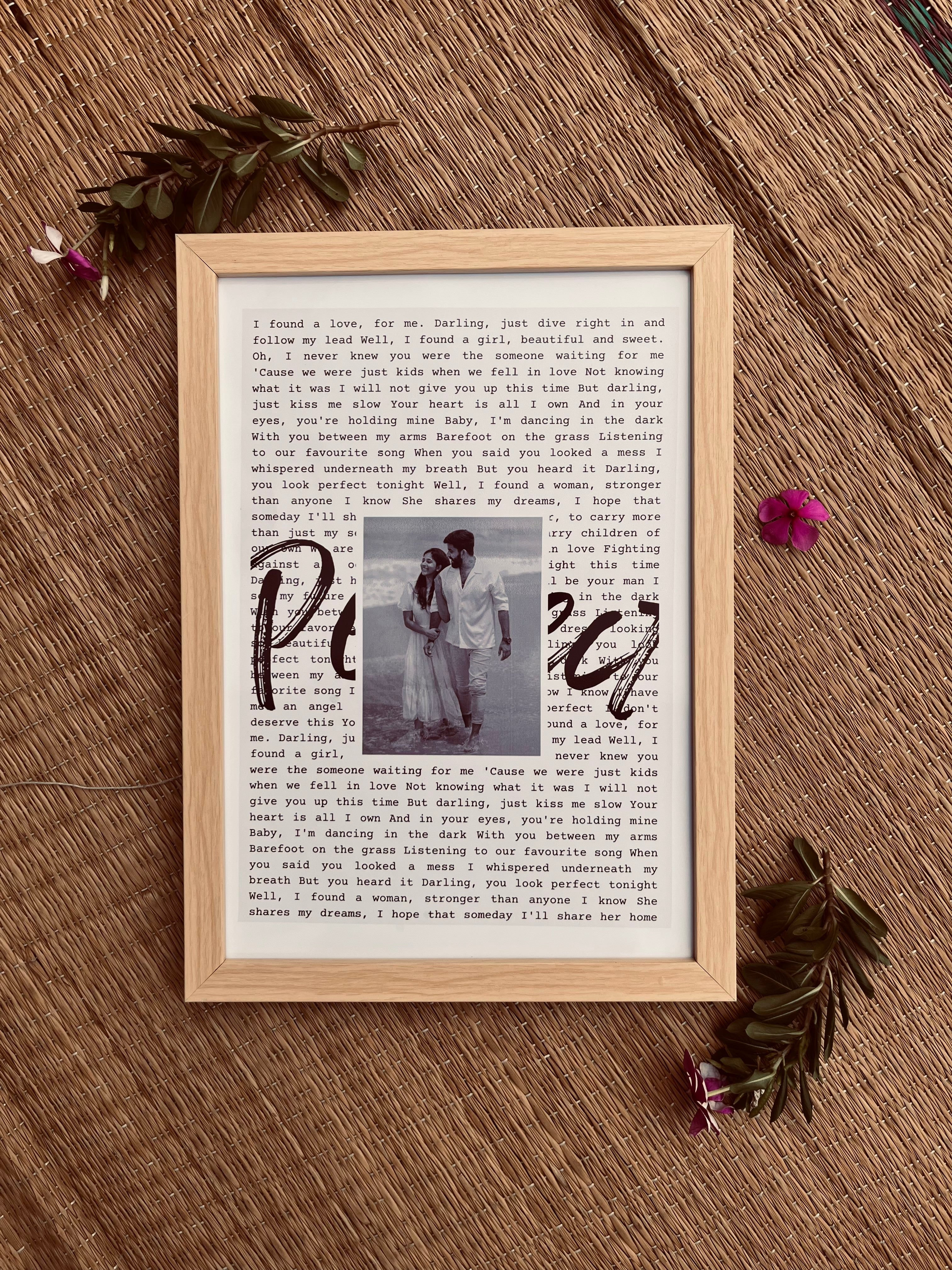 Lyrically Proven personalized frame with photo and song lyrics – anniversary gift