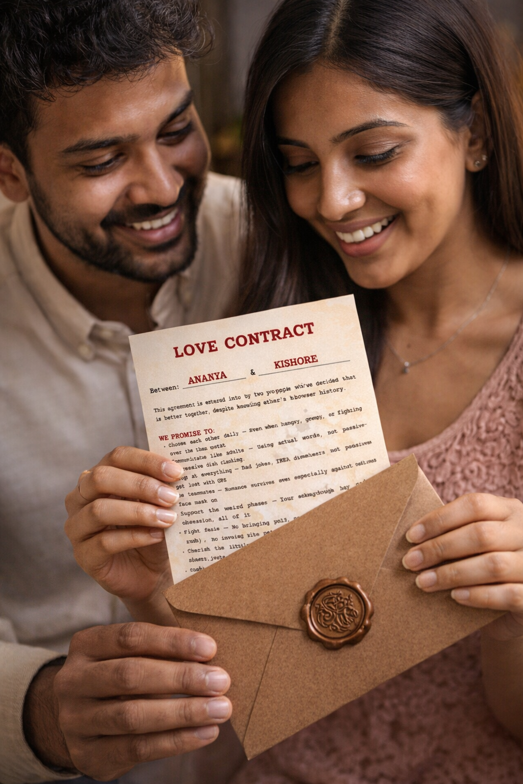 Personalized Love Contract for Couples – Custom Promise Agreement
