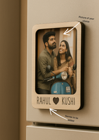 Personalized Wooden Fridge Magnet with Couple Names Engraved