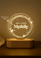 Custom name LED lamp with wooden base

