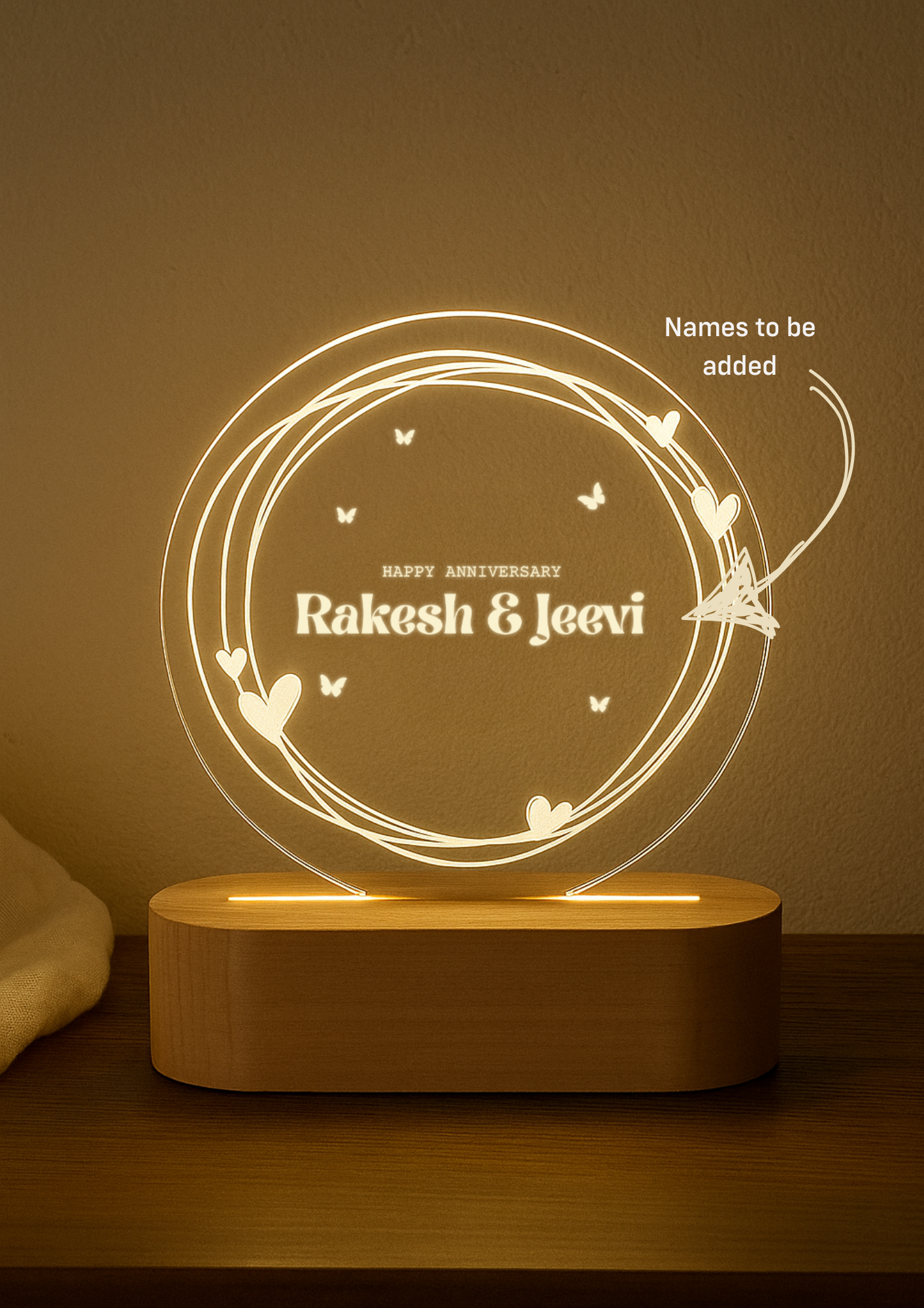 romantic circular led lamp for anniversary gift

