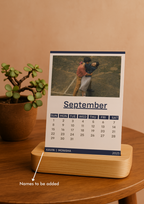 Compact desk calendar with card-style layout

