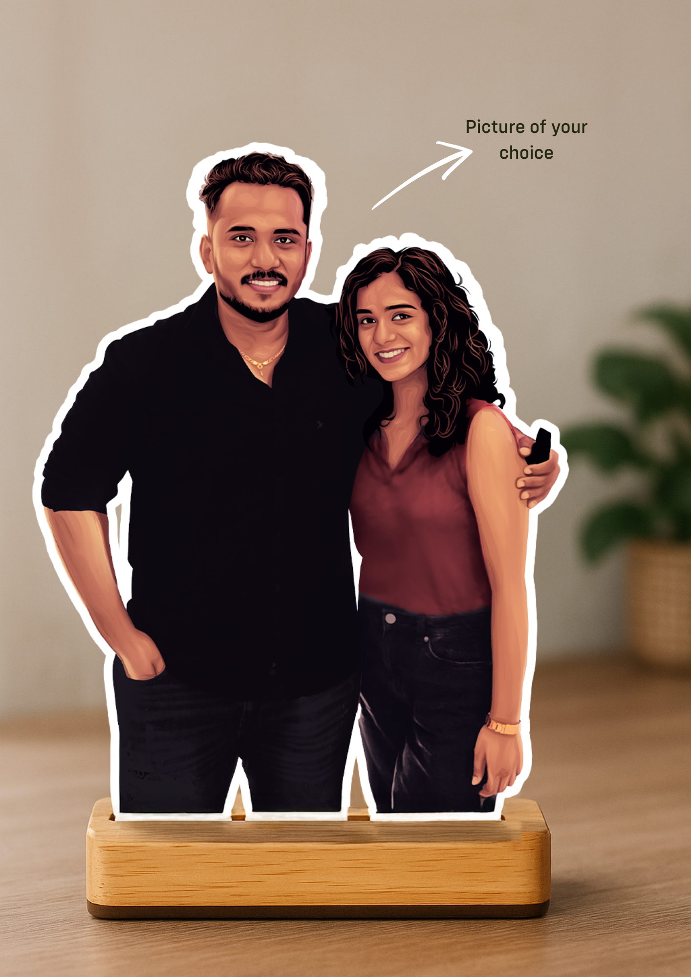 personalized portrait digital caricature with stand – unique gift