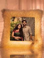 GlowCuddle personalized photo fur pillow with LED light – anniversary gift