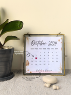 Custom metal frame with calendar month and special date – wedding keepsake India