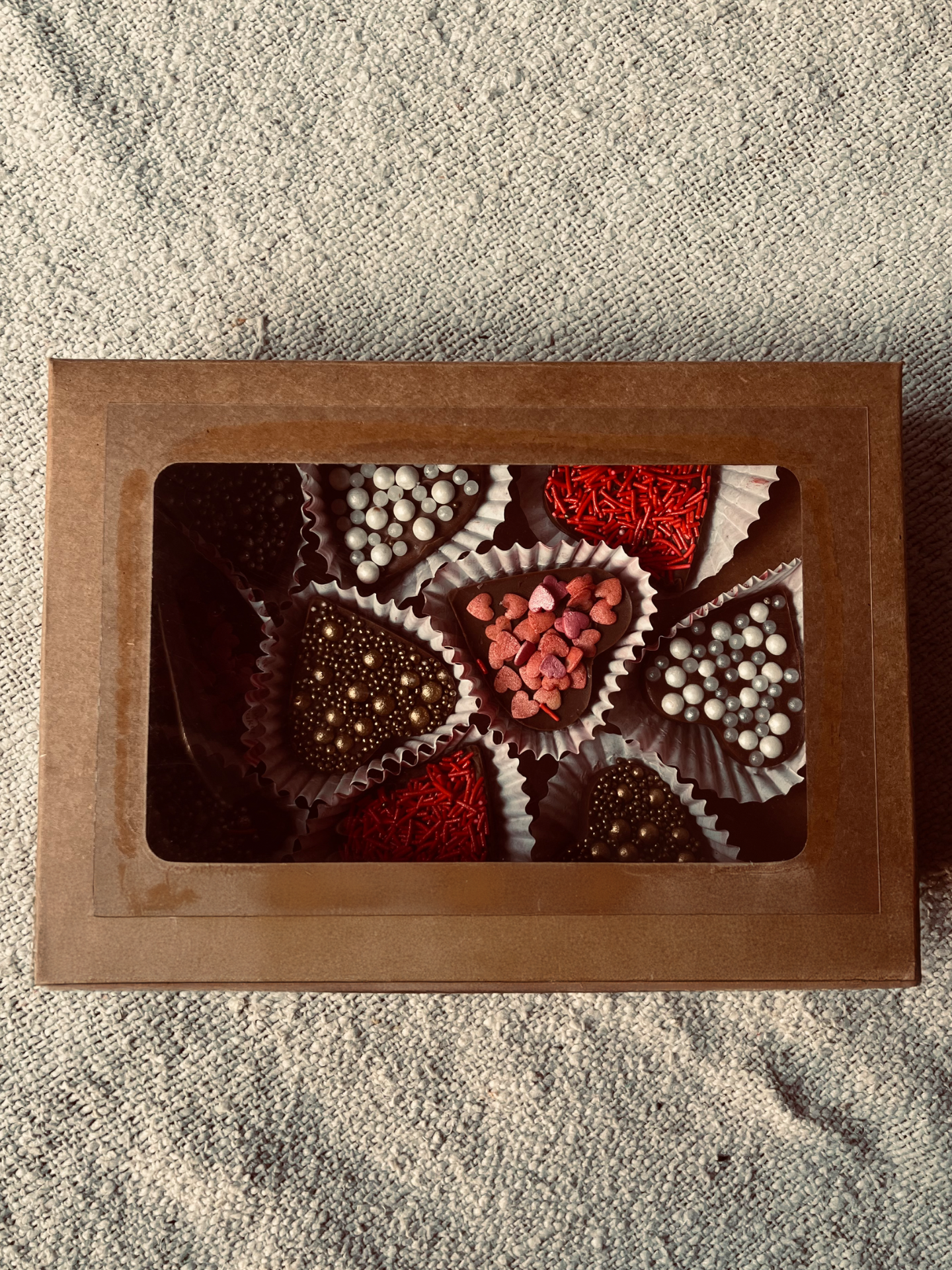Close-up of rich cocoa LoveBite chocolates – perfect anniversary treat
