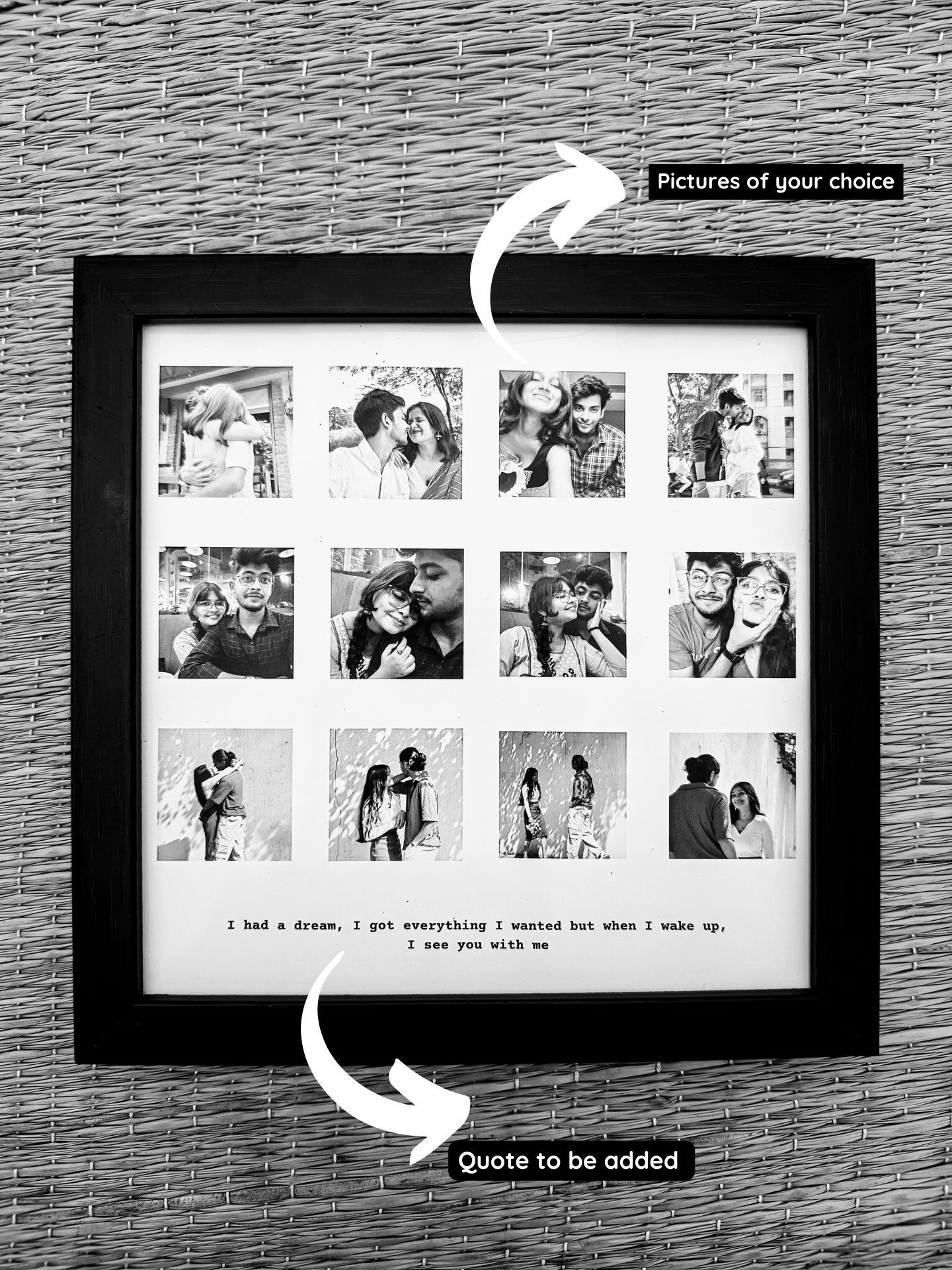 Personalized photo frame with heartfelt quote – aesthetic home decor for couples