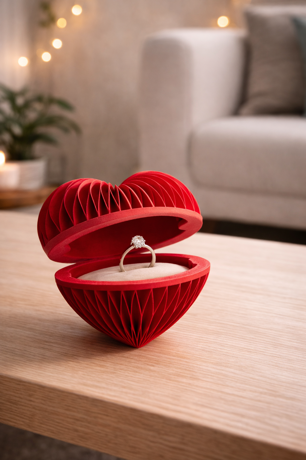 Heart-Shaped Proposal Ring Box