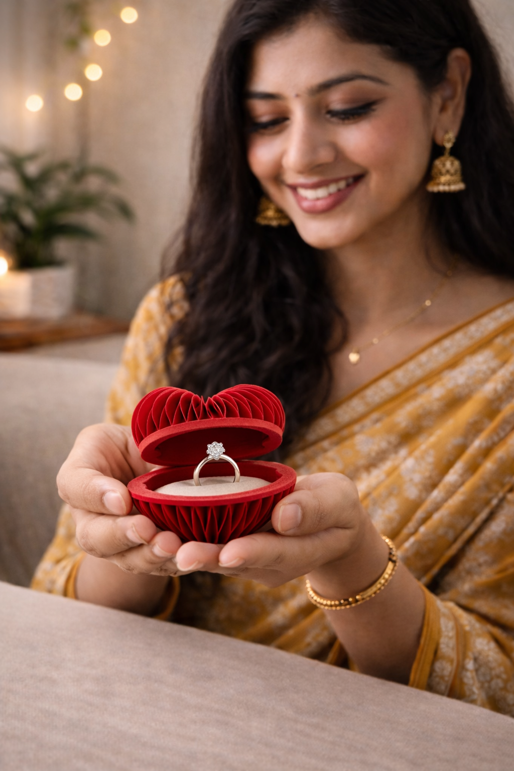 Heart-Shaped Proposal Ring Box