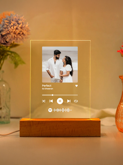 Scannable Spotify code lamp with aesthetic photo – custom wedding anniversary gift