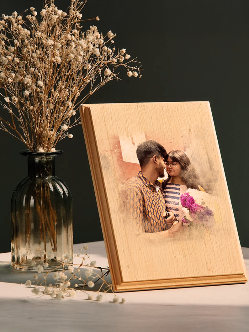 Watercolor wooden table top – aesthetic home decor gift