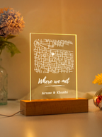 Where We Met Lamp with custom map and engraved names – anniversary gift for couples