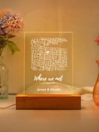 Minimalist glowing map lamp plaque – romantic custom home decor