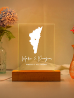 Soft glowing lamp plaque highlighting meaningful location – aesthetic home decor