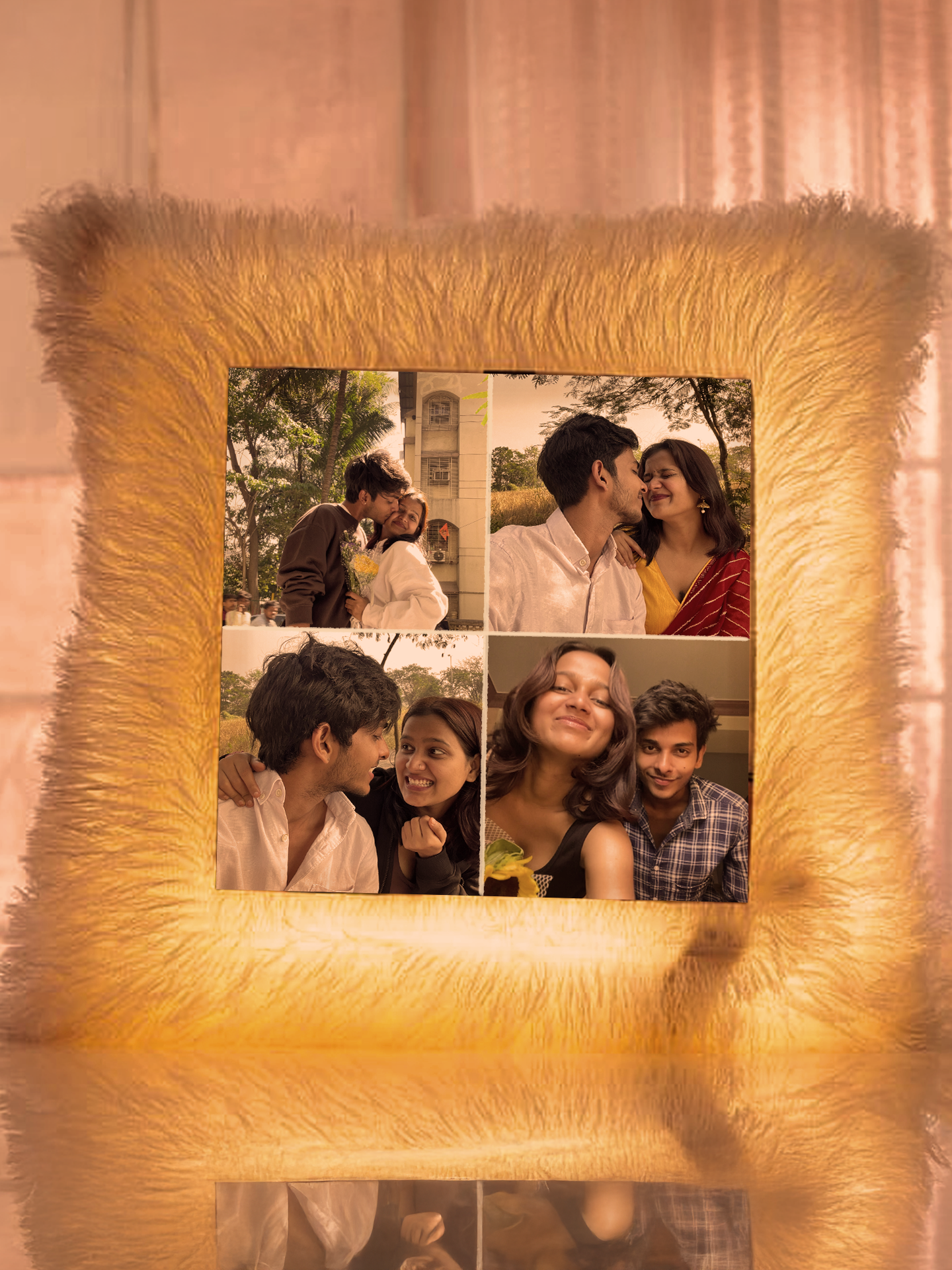close-up of glowing pillow highlighting personalized photo – thoughtful gift