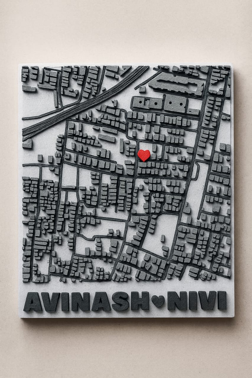 HeartPoint City Map – Personalized 3D City Location Board