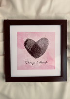 Duo-metric Frame with thumbprint heart and engraved couple names – anniversary gift