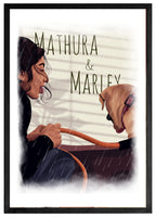 Hand-drawn family digital portrait for custom gifting by Wishs