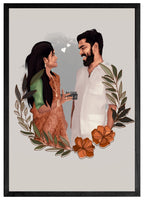 Personalized couple portrait gift with aesthetic wall art – unique anniversary idea