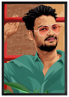 Custom illustrated portrait in stylish background frame – Wishs Portrait Box