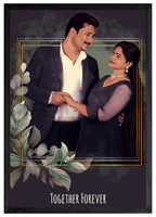 Hand-drawn family digital portrait for custom gifting by Wishs