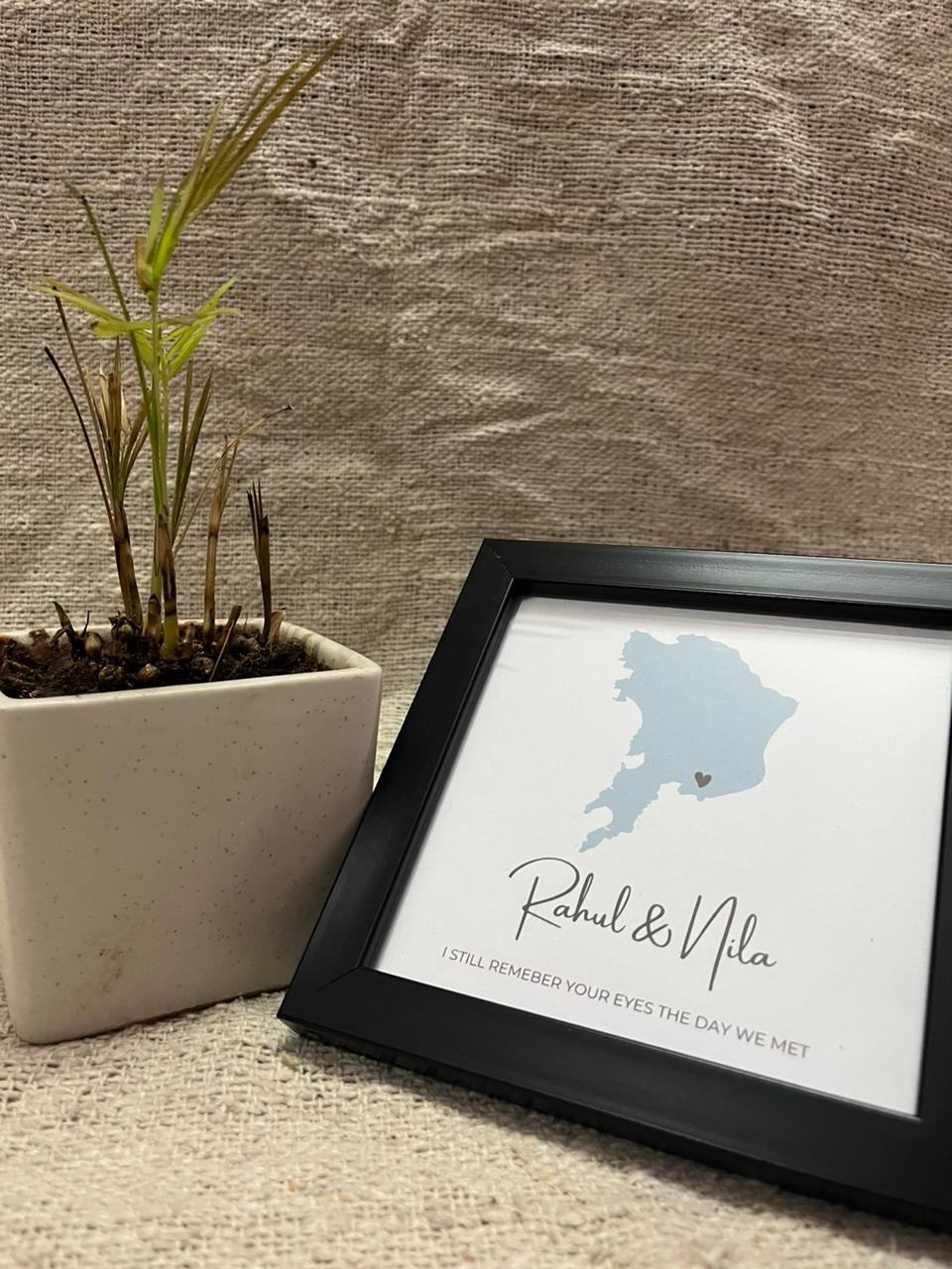 cute mini map frame marking memorable place – anniversary or birthday keepsake
