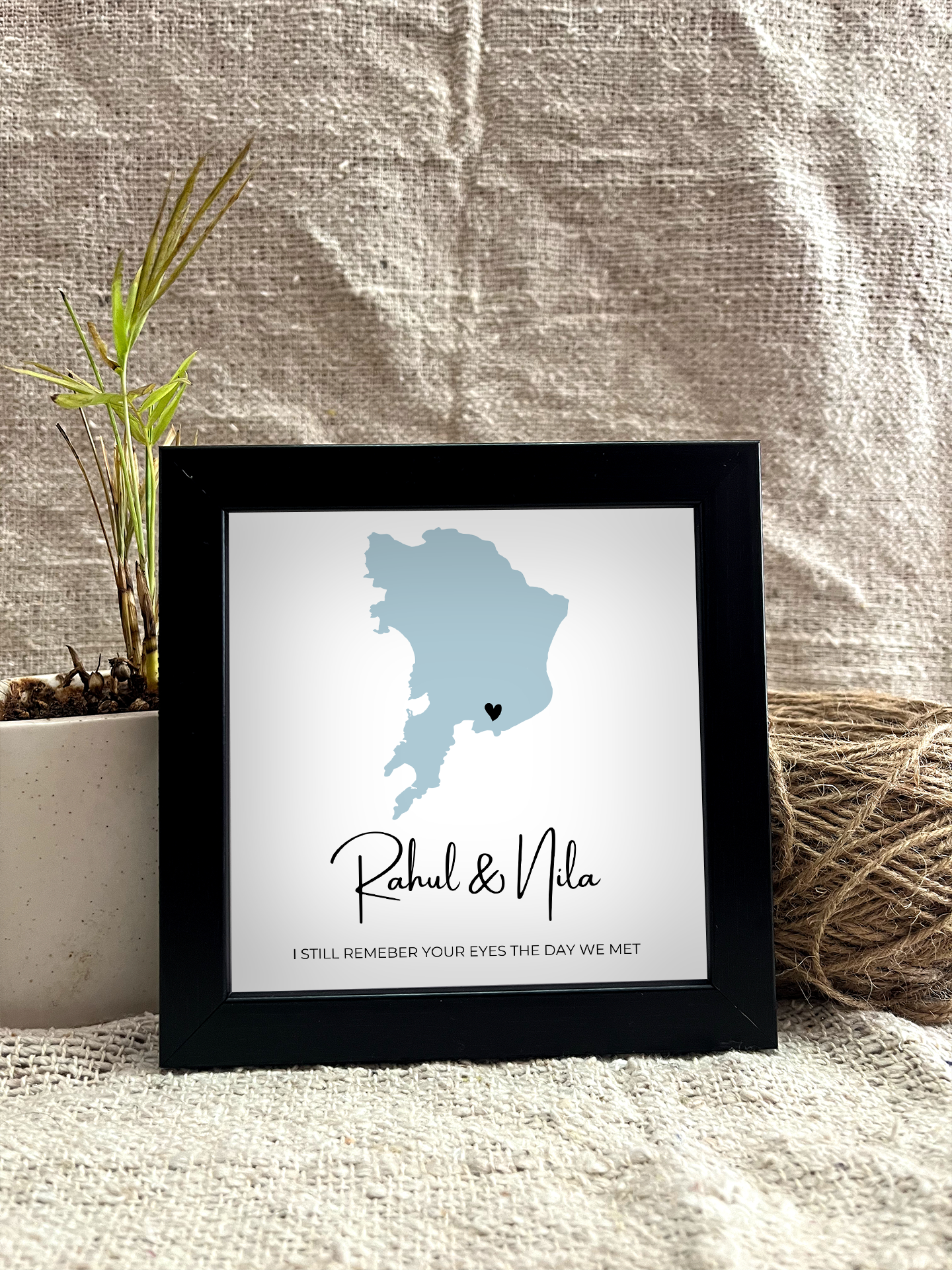 Where We Met Memory Map mini frame with custom pinned location – personalized couple gift
